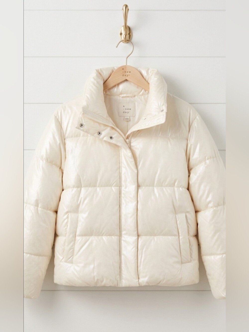 A New Day Ivory Pearlescent Puffer Coat XXL